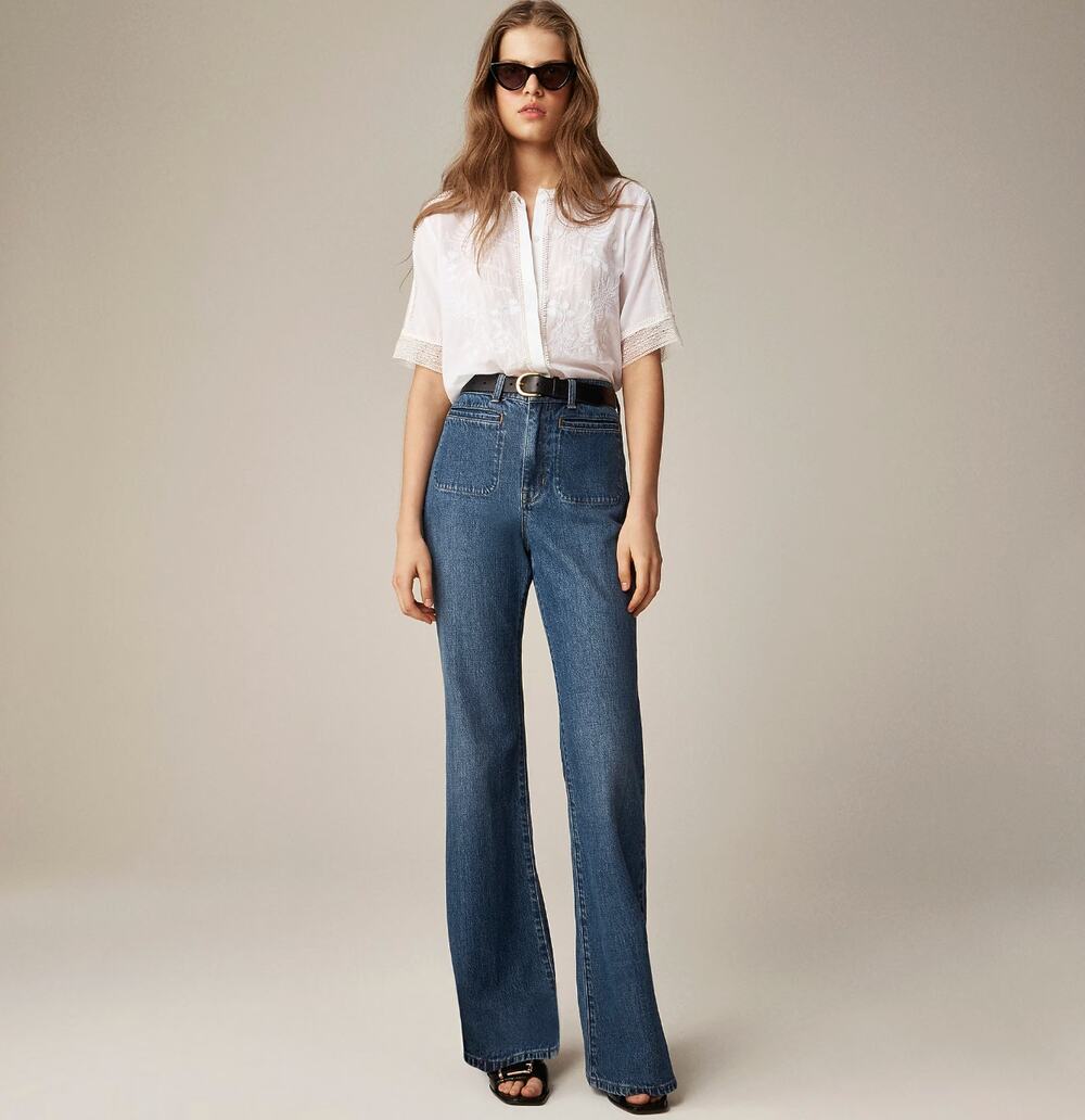 J.Crew Vintage Flare Jean Lexi Kay Wash Blue High Rise Retro Boho US 27 NWT